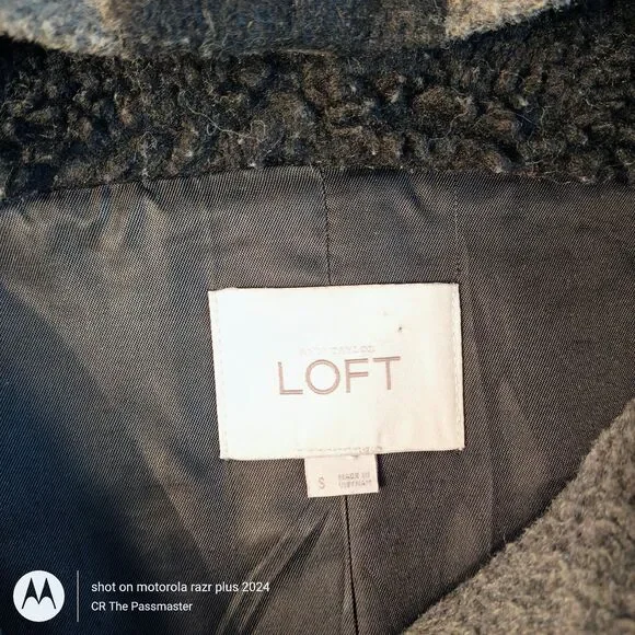 Ann Taylor LOFT Gray Black Striped Wool Blend Long Full Zip Coat*The Passmaster* - Picture 9 of 11